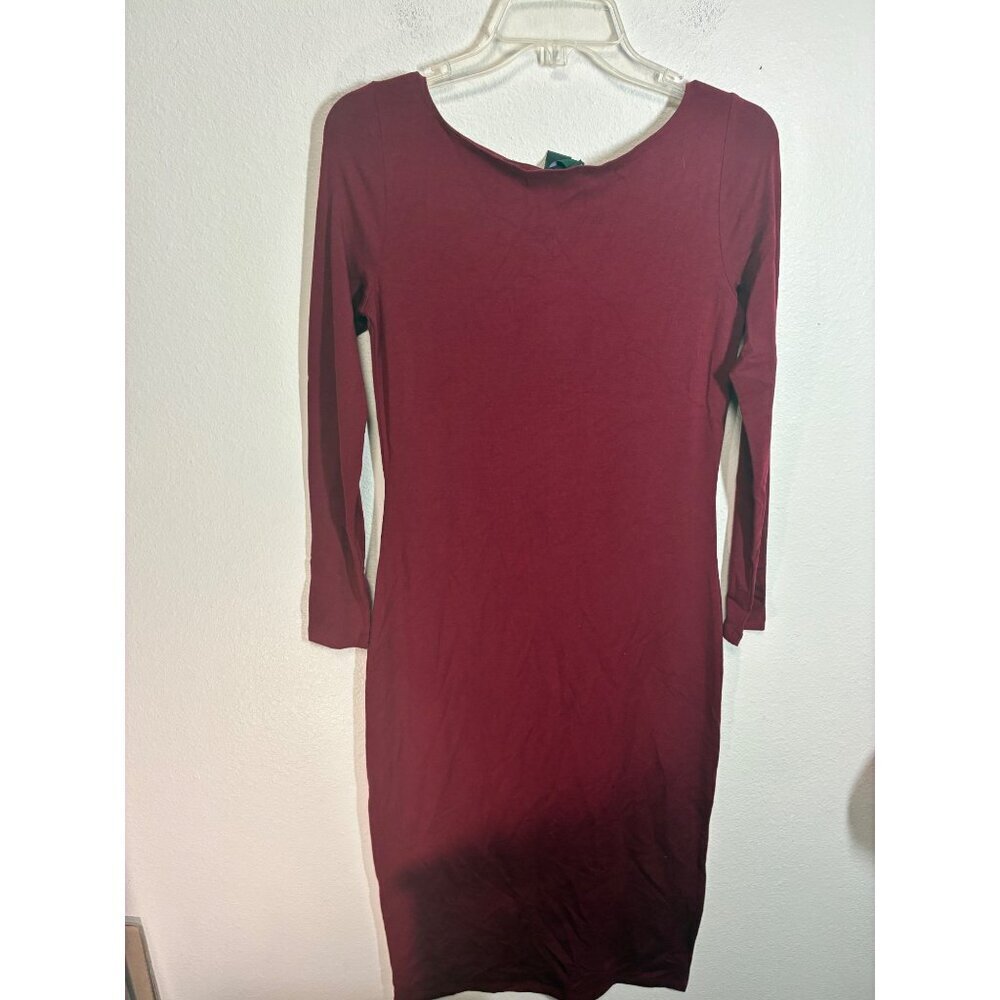 NWT Wild Fable Maxi Dress Stretchy Business Casual Long Sleeve Maroon Sz Medium